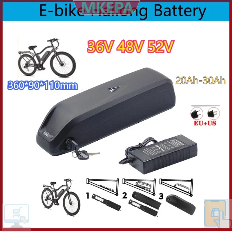 36-48-52V Hailong-batterij met - Ebike Battery 48V 20Ah Hailong recensie en prijs