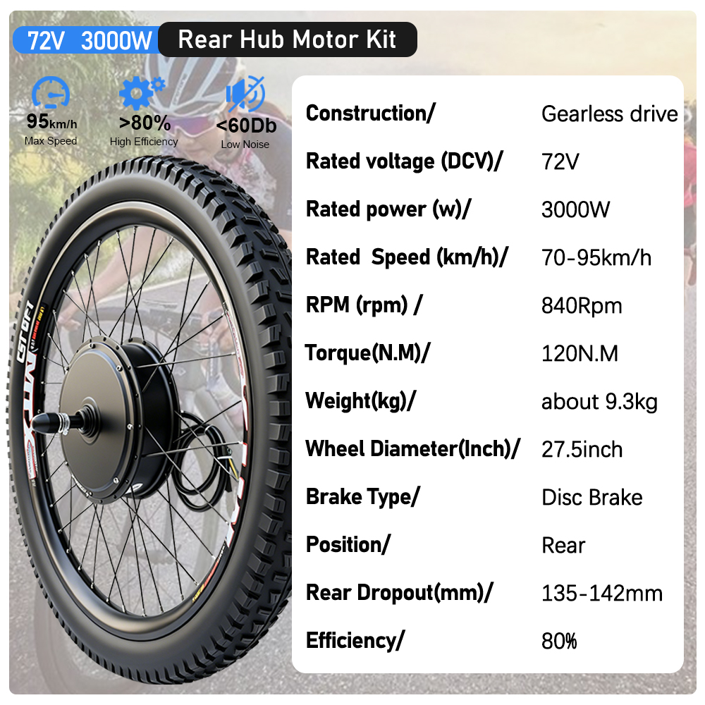 72V 3000W MTX Rim Elektrische  - 72V 5000W Hub Motor Kit recensie en prijs
